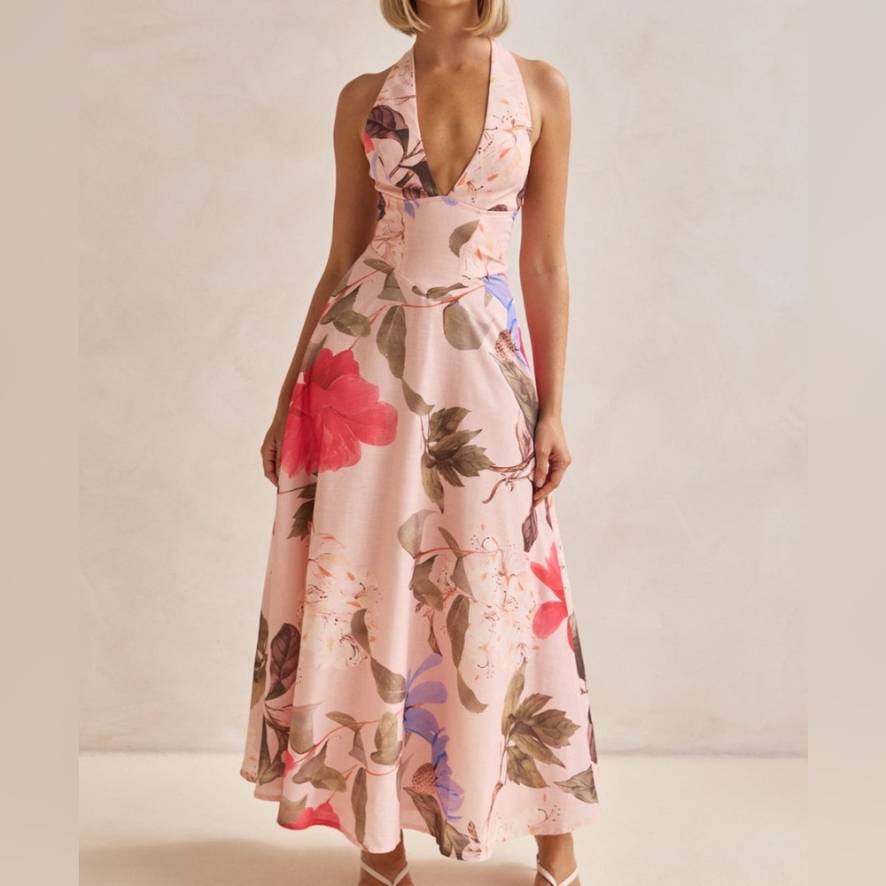 NWT Floral Plunge VNeck MAXI DRESS - XS